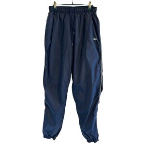 Vintage 90s Reebok Track Pants Mens Medium Lined Navy Windbreaker Nylon Logo